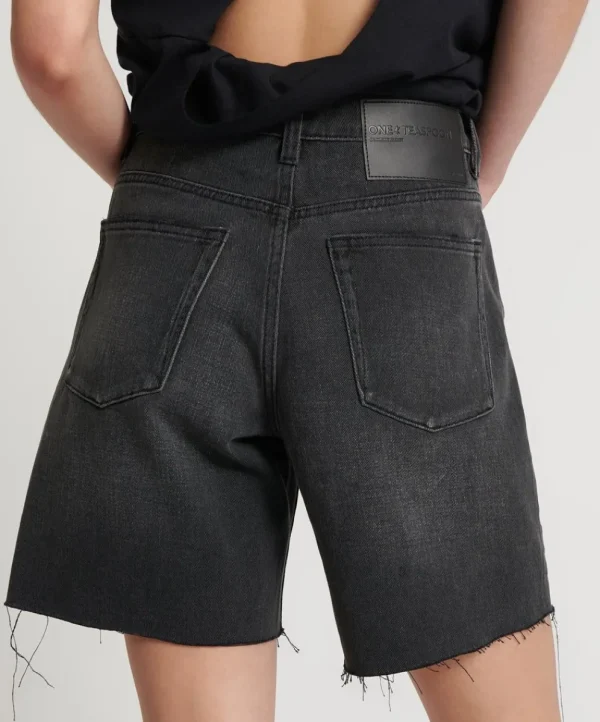 ONE TEASPOON Storm Grey Jackson Mid Waist Wide Leg Shorts | Women Denim Shorts