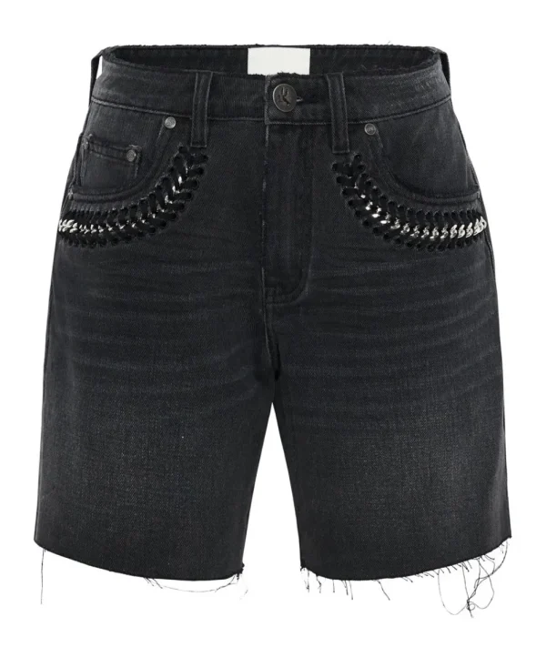 ONE TEASPOON Storm Grey Jackson Mid Waist Wide Leg Shorts | Women Denim Shorts