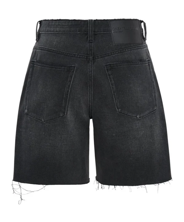 ONE TEASPOON Storm Grey Jackson Mid Waist Wide Leg Shorts | Women Denim Shorts