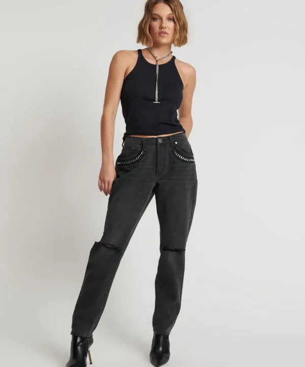 ONE TEASPOON Storm Grey 1982S Mid Waist Balloon Jeans | Women Denim Jeans