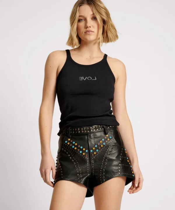 ONE TEASPOON Studded Jewel High Waist Leather Shorts | Women Bottoms