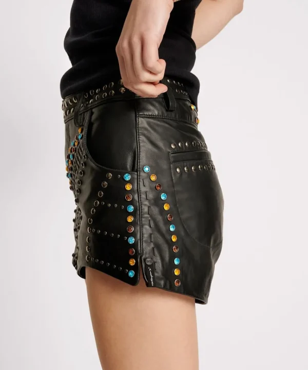 ONE TEASPOON Studded Jewel High Waist Leather Shorts | Women Bottoms