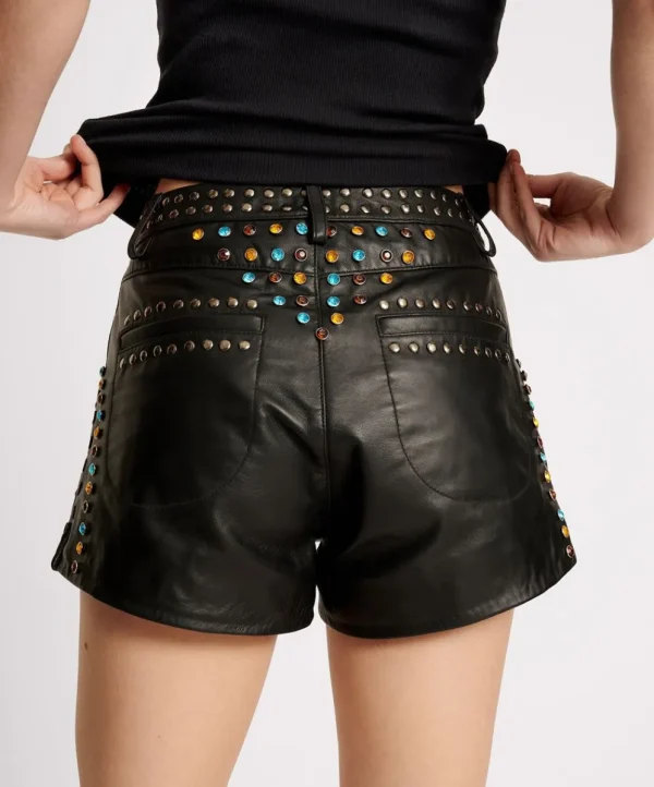 ONE TEASPOON Studded Jewel High Waist Leather Shorts | Women Bottoms