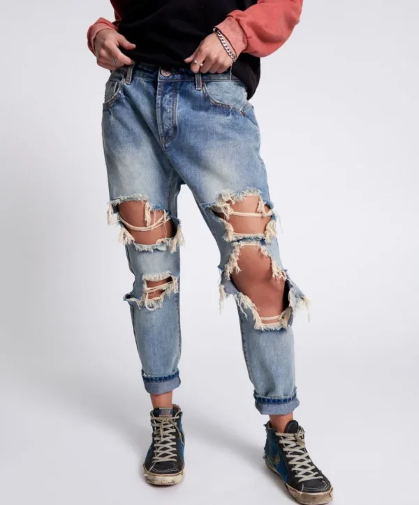 ONE TEASPOON Sunbleach Blue Saints Boyfriend Jeans | Women Denim Jeans