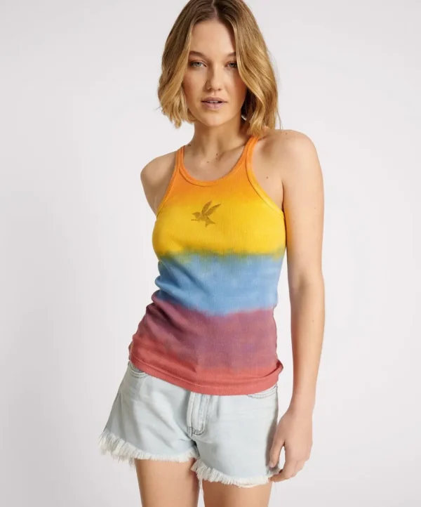 ONE TEASPOON Sunset Stripe Rib Singlet | Women Tees & Tanks