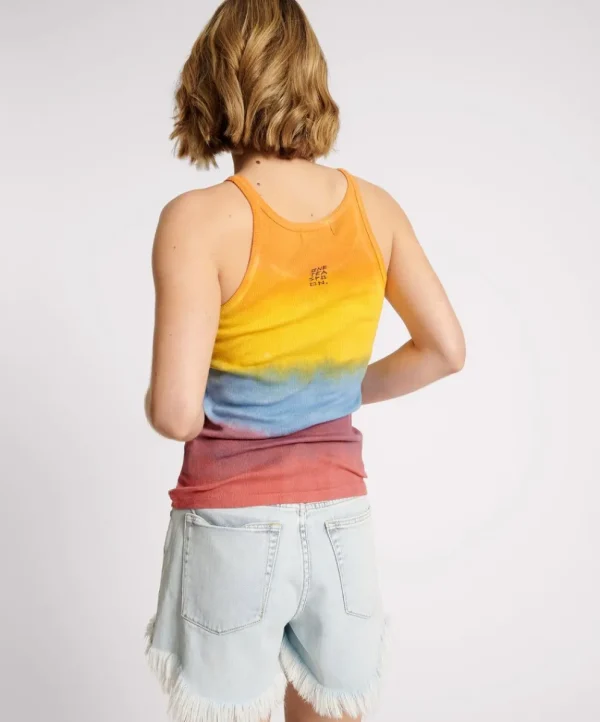 ONE TEASPOON Sunset Stripe Rib Singlet | Women Tees & Tanks