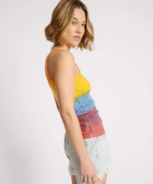 ONE TEASPOON Sunset Stripe Rib Singlet | Women Tees & Tanks