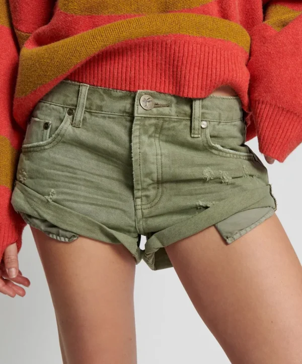 ONE TEASPOON Super Khaki Bandits Denim Shorts | Women Denim Shorts