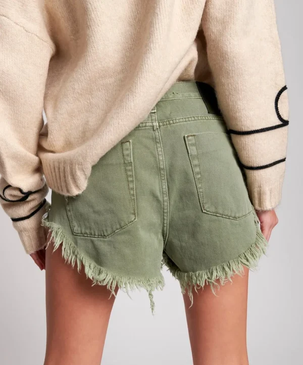 ONE TEASPOON Super Khaki Rollers Denim Shorts | Women Denim Shorts