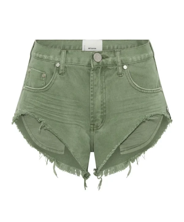 ONE TEASPOON Super Khaki Rollers Denim Shorts | Women Denim Shorts