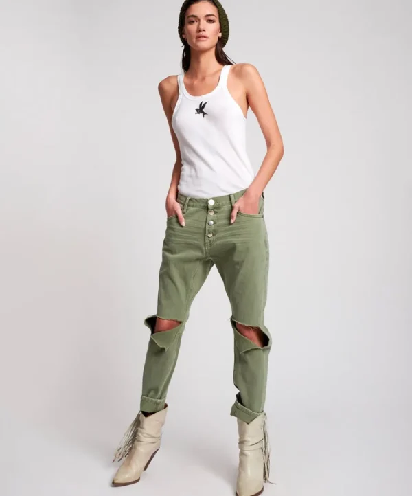 ONE TEASPOON Super Khaki Saints Boyfriend Jeans | Women Denim Jeans