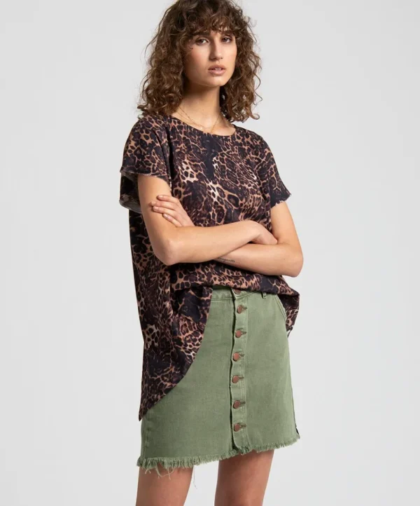 ONE TEASPOON Super Khaki Viper High Waist Skirt | Women Denim Skirts