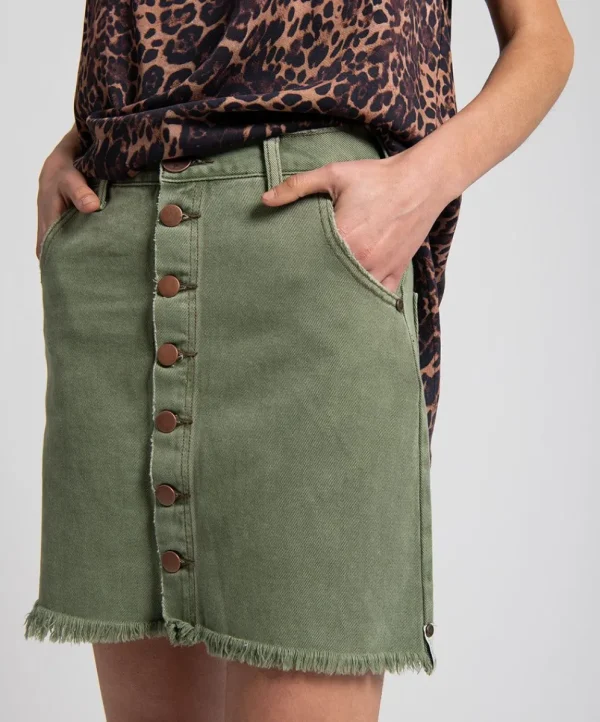 ONE TEASPOON Super Khaki Viper High Waist Skirt | Women Denim Skirts