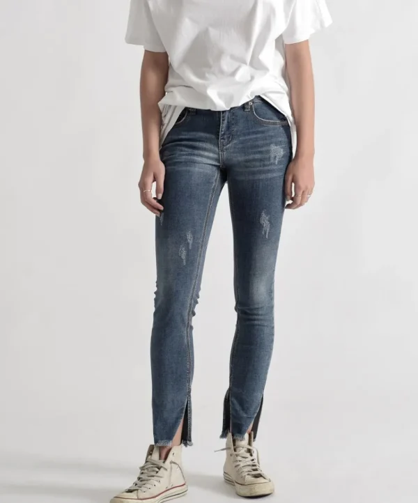 ONE TEASPOON Superstar Blue Hoodlums Mid Rise Skinny Jeans | Women Denim Jeans