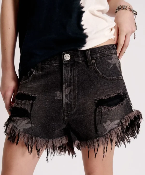 ONE TEASPOON The Bower Outlaws Mid Length Denim Shorts | Women Denim Shorts