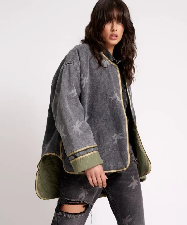 ONE TEASPOON The Bower Reversible Quilted Denim Jacket | Women Jackets