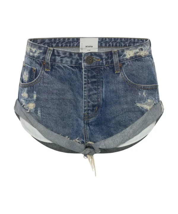 ONE TEASPOON Used Blue Bandits Low Waist Denim Shorts | Women Denim Shorts