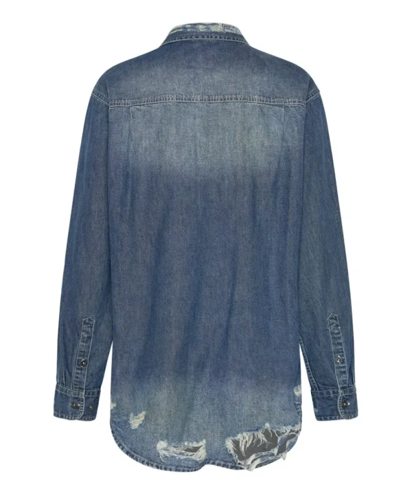ONE TEASPOON Used Blue Classic Everyday Denim Shirt | Women Shirts