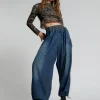 ONE TEASPOON Used Blue Denim Parachute Pants | Women Bottoms