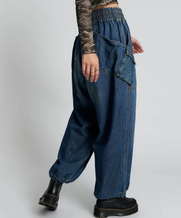 ONE TEASPOON Used Blue Denim Parachute Pants | Women Bottoms