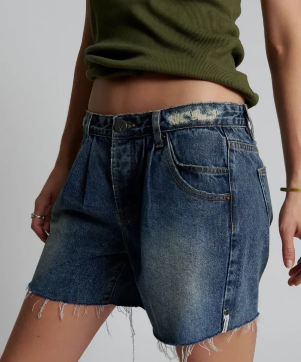 ONE TEASPOON Used Blue Super Relaxed Shaker Shorts | Women Denim Shorts