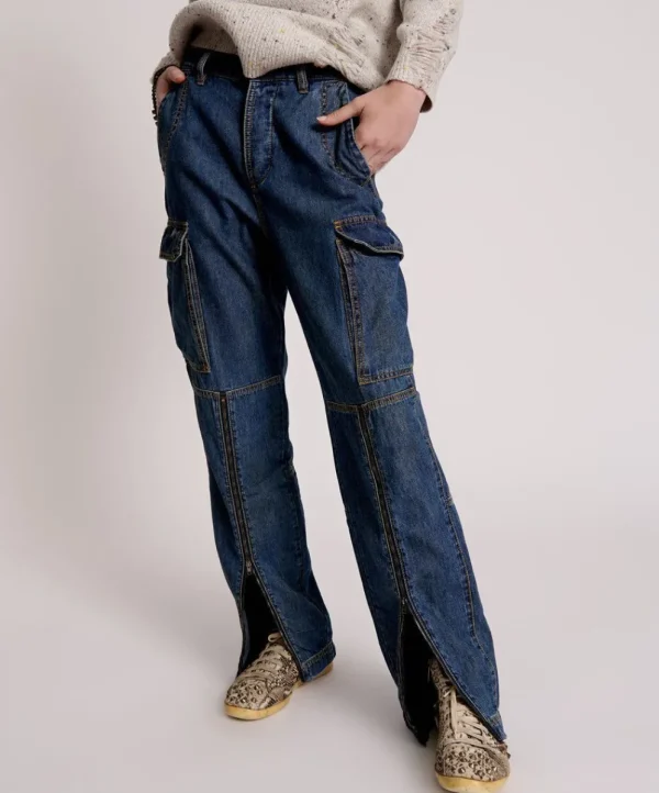 ONE TEASPOON Used Blue Zipped Cargo Motion Jeans | Women Denim Jeans