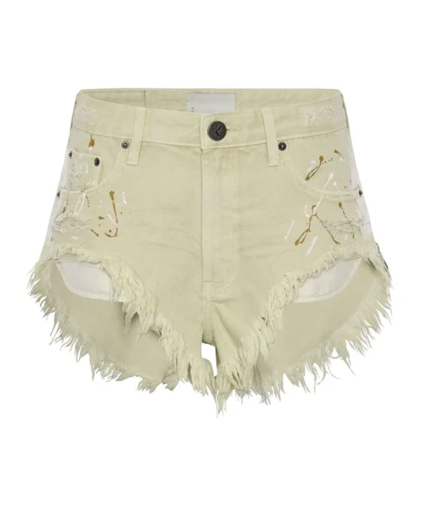 ONE TEASPOON Vegas Gold Painted Rollers Denim Shorts | Women Denim Shorts