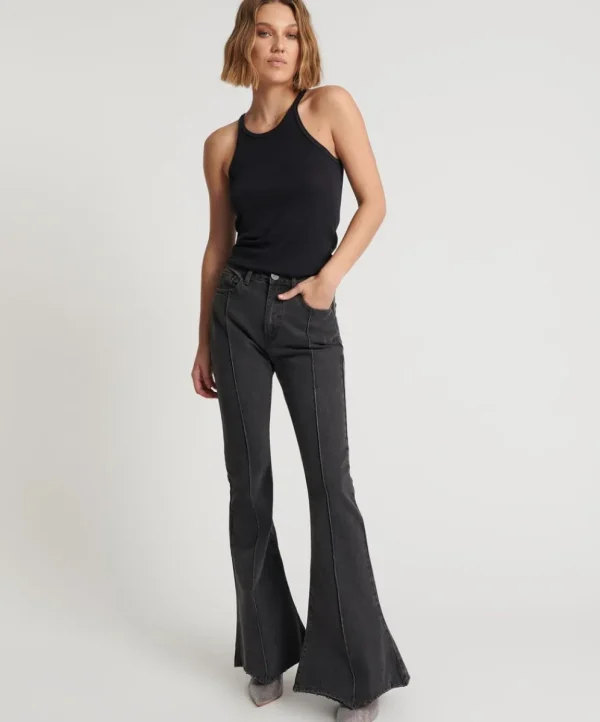 ONE TEASPOON Washed Black High Waist Trumpet Flare Jeans | Women Denim Jeans