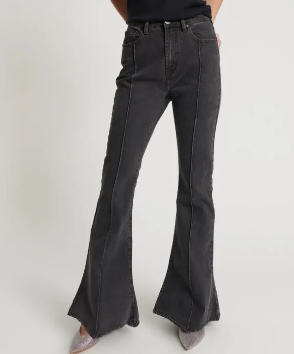 ONE TEASPOON Washed Black High Waist Trumpet Flare Jeans | Women Denim Jeans