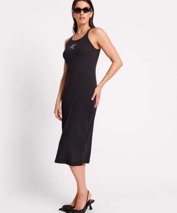 ONE TEASPOON Washed Black Rib Singlet Dress | Women Midi & Maxi Dresses