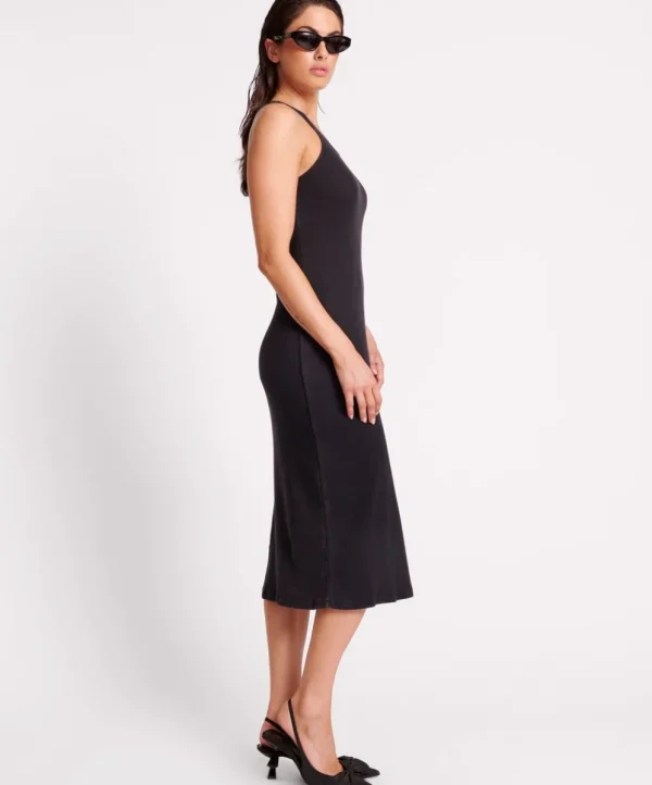 ONE TEASPOON Washed Black Rib Singlet Dress | Women Midi & Maxi Dresses