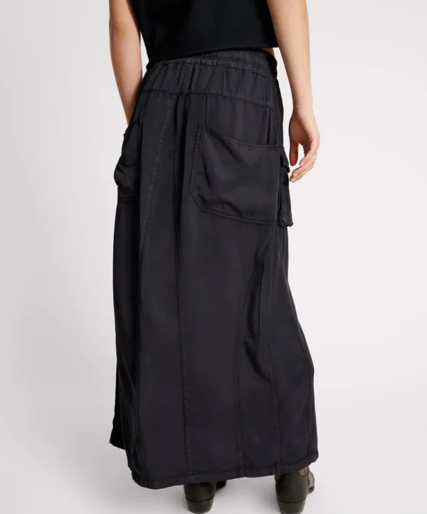 ONE TEASPOON Washed Black Tencel Parachute Skirt | Women Denim Skirts