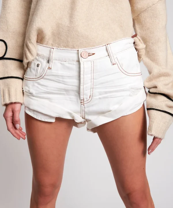 ONE TEASPOON White Beauty Bandits Denim Shorts | Women Denim Shorts