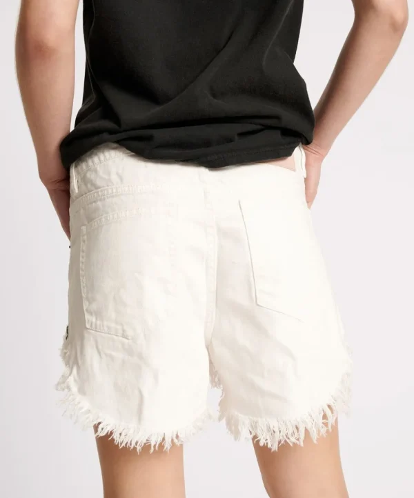 ONE TEASPOON White Beauty Outlaws Mid Length Denim Shorts | Women Denim Shorts