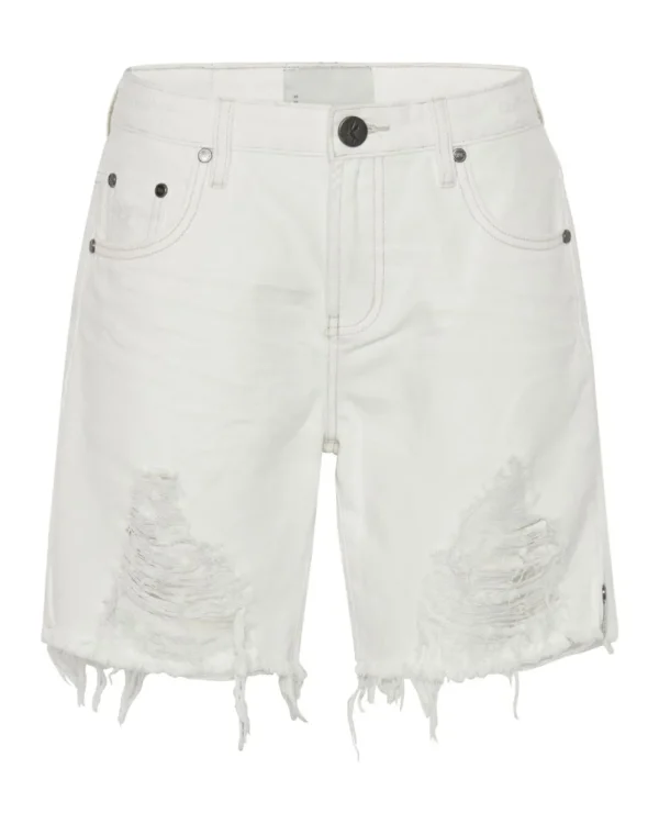 ONE TEASPOON White Beauty Stevies Long Length Boyfriend Shorts | Women Denim Shorts