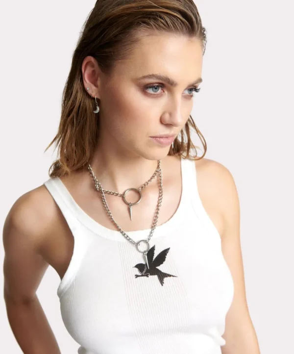 ONE TEASPOON White Bower Bird Rib Singlet | Women Tees & Tanks