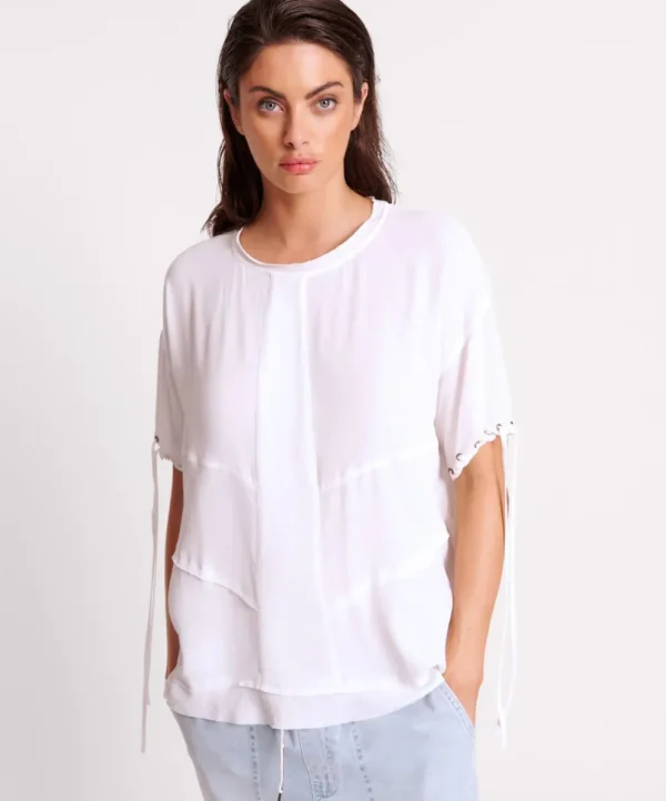 ONE TEASPOON White Laced Charleston Panel Tee | Women Tops