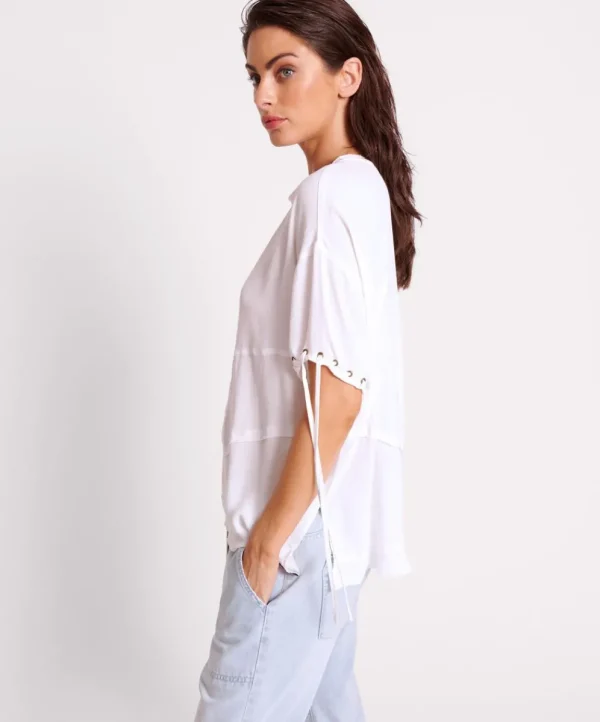 ONE TEASPOON White Laced Charleston Panel Tee | Women Tops