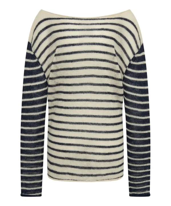 ONE TEASPOON Wide Neck Striped Mohair Sweater | Women Tops