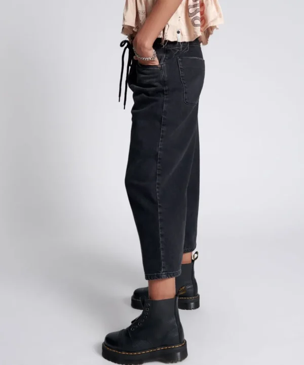 ONE TEASPOON Worn Black Bad Boys High Waist Wide Leg Jeans | Women Denim Jeans