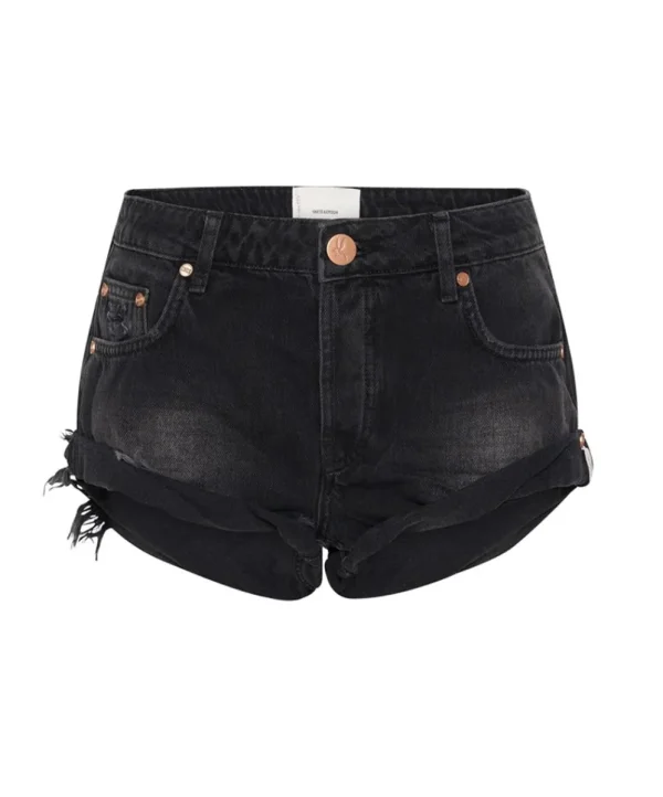 ONE TEASPOON Worn Black Bandit Low Waist Shorts | Women Denim Shorts