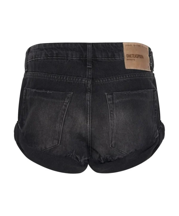 ONE TEASPOON Worn Black Bandit Low Waist Shorts | Women Denim Shorts