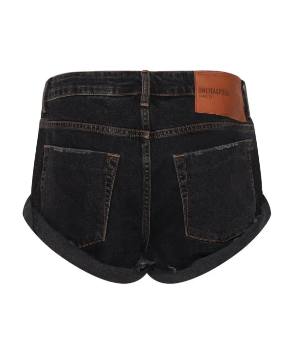 ONE TEASPOON Worn Black Bandits Low Waist Denim Shorts | Women Denim Shorts