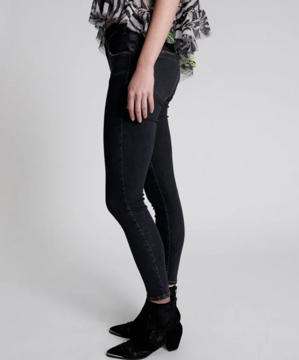 ONE TEASPOON Worn Black Freebirds Ii High Waist Skinny Jeans | Women Denim Jeans