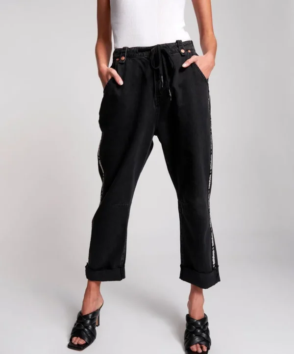 ONE TEASPOON Worn Black Sports Safari High Waist Relaxed Jeans | Women Denim Jeans