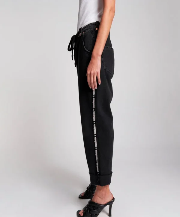 ONE TEASPOON Worn Black Sports Safari High Waist Relaxed Jeans | Women Denim Jeans