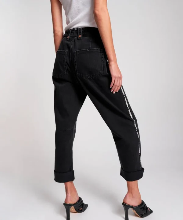 ONE TEASPOON Worn Black Sports Safari High Waist Relaxed Jeans | Women Denim Jeans