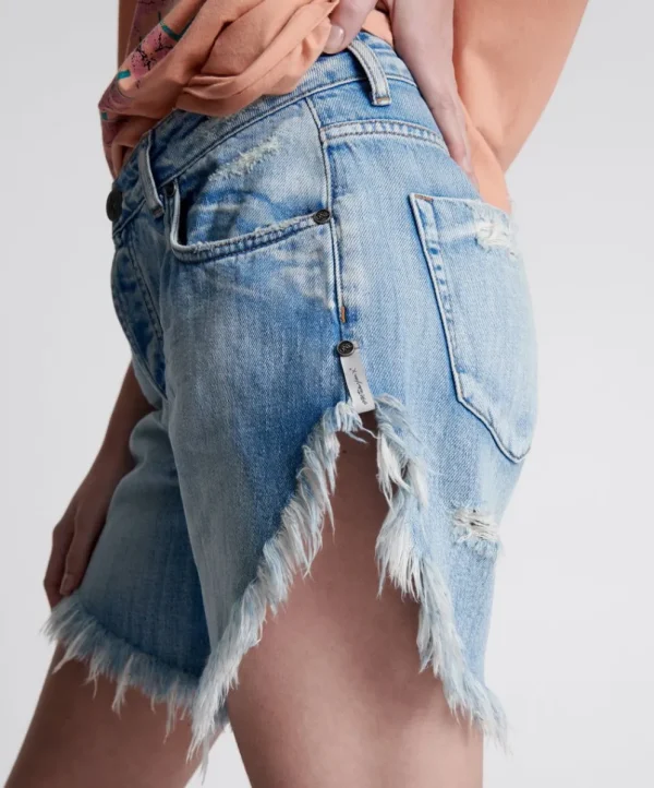 ONE TEASPOON Worn Out Hendrixe Frankies Long Length Denim Shorts | Women Denim Shorts