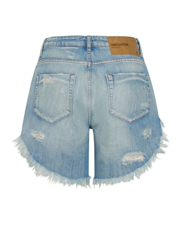 ONE TEASPOON Worn Out Hendrixe Frankies Long Length Denim Shorts | Women Denim Shorts