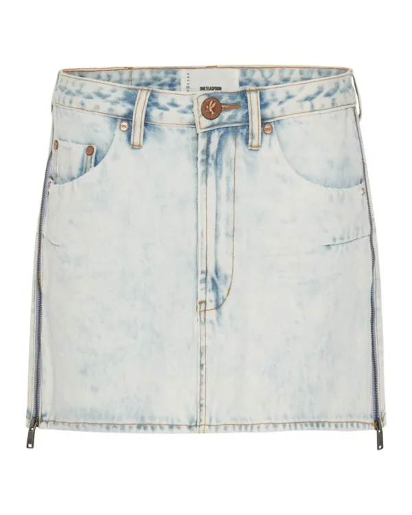 ONE TEASPOON Zipped Florence Vanguard Mid Rise Relaxed Denim Mini Skirt | Women Denim Skirts